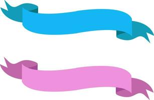 Pink and blue ribbon vector or color illustration