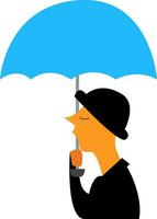 A person with umbrella on a rainy day vector or color illustration