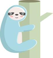 A sloth climbing bamboo tree vector or color illustration