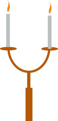 Two arm candle stand vector or color illustration