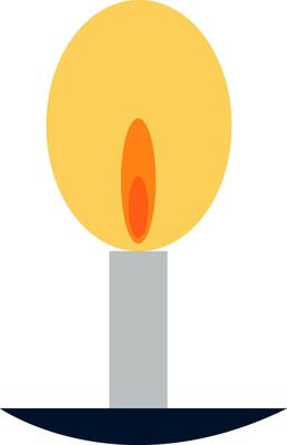 Burning candle on a stand vector or color illustration