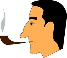 Man with cigar pipe vector or color illustration