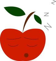 A sleeping red apple vector or color illustration