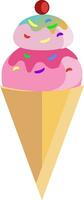 Soft serve with cherry on the top vector or color illustration