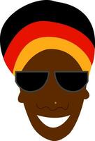 Black woman wearing hat and sunglasses vector or color illustration