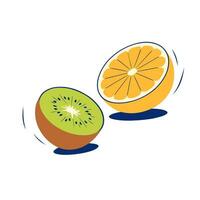 Kiwi and orange, vector illustration.