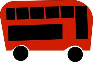 Red and black double decker bus vector or color illustration