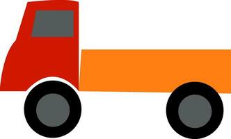 Red and orange toy truck vector or color illustration