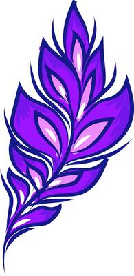 Bright feather with corners vector or color illustration