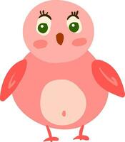 A small surprised pink bird vector or color illustration