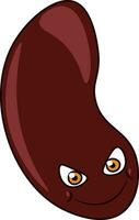 Kidney bean with smiling face vector or color illustration