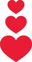 Three hearts icon in red color isolated on white background . vector