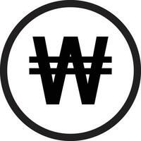 Korean won sign . Won circle sign isolated on white background . Vector