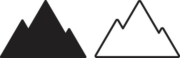 Mountain icon set in two styles isolated on white background vector