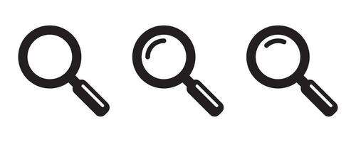 Magnifying glass icon, vector magnifier or loupe sign. Web search icon.