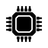 Electronic chip vector icon isolated on white background. Computer chip icon, cpu microprocessor chip icon.