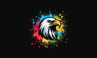 head eagle rainbow splash vector flat design