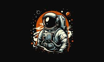 astronaut with background splash vector artwork design