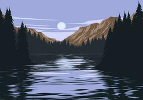 Scenic mountain and lake landscape vector