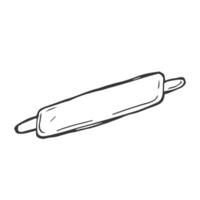 Rolling pin doodle icon isolated kitchen tools vector