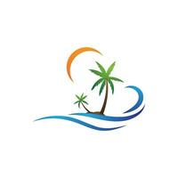 Palm tree summer logo template vector