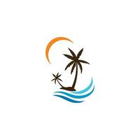 Palm tree summer logo template vector