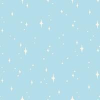 Vector Christmas pattern with sparkles on light blue background. Festive ornament. Simple seamless abstract texture