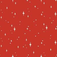 Vector Christmas pattern with sparkles on red background. Festive ornament. Simple seamless abstract texture