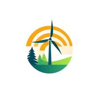 AI generated Innovative wind energy filled gradient logo. Sustainability business value. Wind turbine simple icon. Design element. Ai art for corporate branding, website vector