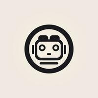 AI generated Cyber security monochrome line logo. Technology solution. Machine learning. Robot icon. Design element. Ai art for corporate branding, software firm vector
