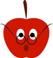 Granny apple with round eyeglass vector or color illustration