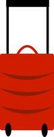 A red suitcase with wheels vector or color illustration