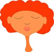 Girl with orange curly hair vector or color illustration