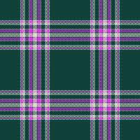 Plaid seamless pattern in green. Check fabric texture. Vector textile print.