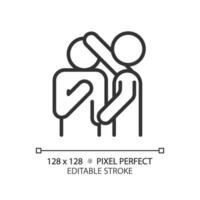 2d píxel Perfecto editable negro empatía icono, aislado sencillo vector, Delgado línea ilustración representando psicología. vector