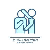 2D pixel perfect editable blue empathy icon, isolated monochromatic vector, thin line illustration representing psychology. vector