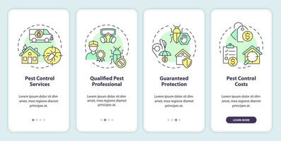 2D icons representing integrated pest management mobile app screen set. Walkthrough 4 steps multicolor graphic instructions with thin line icons concept, UI, UX, GUI template. vector