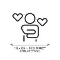 2D pixel perfect editable black self care icon, isolated simple vector, thin line illustration representing psychology. vector