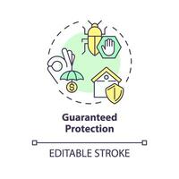 2D editable multicolor guaranteed protection icon, simple isolated vector, integrated pest management thin line illustration. vector