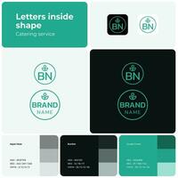 Grocery store thin line logo with brand name. Simple green icon. Creative design element and visual identity. Suitable for shopping, business, supermarket, grocery. vector
