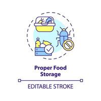 2D editable multicolor proper food storage icon, simple isolated vector, integrated pest management thin line illustration. vector