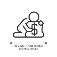 2D pixel perfect editable black greed icon, isolated simple vector, thin line illustration representing psychology. vector