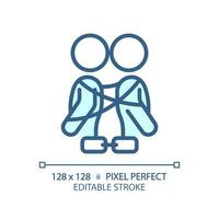 2D pixel perfect editable blue codependency icon, isolated monochromatic vector, thin line illustration representing psychology. vector
