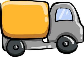 Yellow truck, illustration, vector on white background