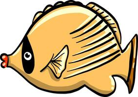 Yellow fish with big lips, illustration, vector on white background