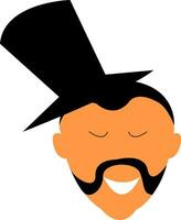 A man in top hat and albert style mustache vector or color illustration