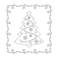 Set of Christmas tree, toy, ornament for the tree and frame. vector