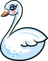 Swan with pretty eyes, illustration, vector on white background