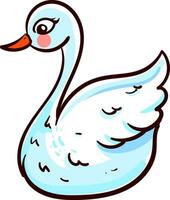 Cute white swan, illustration, vector on white background