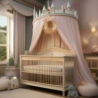 AI generated A whimsical fairy tale-inspired nursery with pastel colors, photo